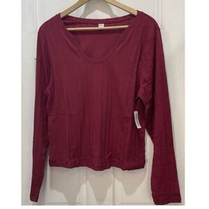 Old Navy Pointelle Knit Redstone Long Sleeve Pajama Top Size XL